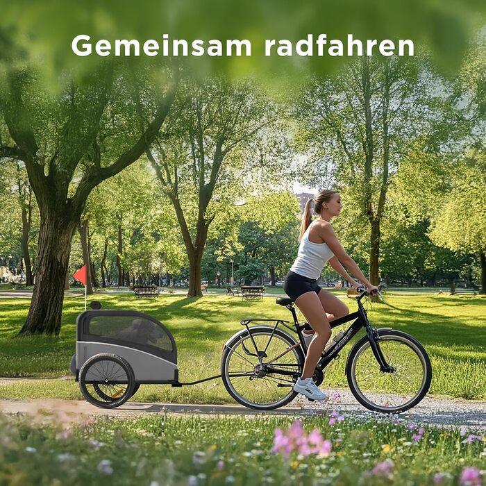 Фаркоп для велосипеда з собакою - Складаний фаркоп для собак до 40 кг з відбивачами, сумісний з електровелосипедами, чорний (сірий)