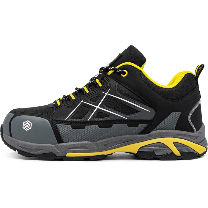 Робочі черевики LARNMERN для чоловіків та жінок. Безпечні черевики SRC, антистатичні, зі сталевим підноском, протипрокольні, легкі, комфортні, дихаючі (43.5 EU, жовті)