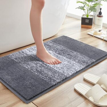 М'який килимок для ванної кімнати сірого кольору з мікрофібри, 60 x 90 см. Нековзний, машинне прання, швидковисихаючий. Килимок для ванни, килимок для душу, придбання для ванної кімнати.