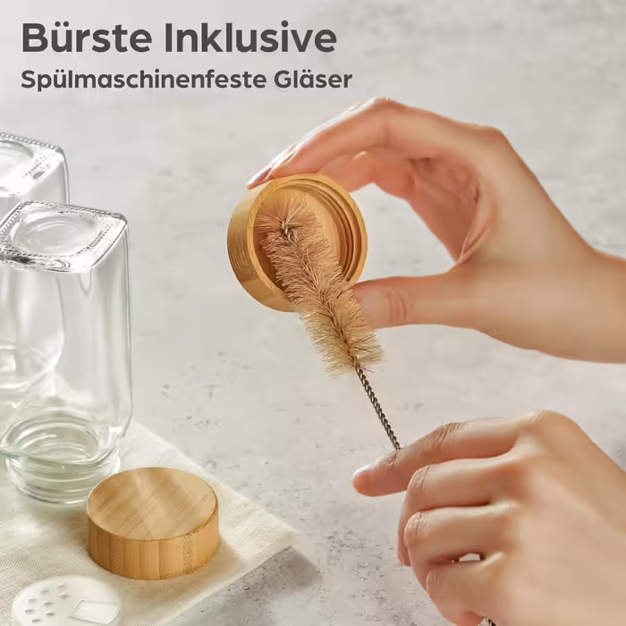 Praknu Spice Rack with Glasses - Spice Rack made of FSC® Wood - 12-Piece Spice Glasses with Bamboo Lids - Incl. Shaker Insert & Labels - Kitchen Organizer Storage