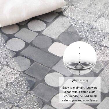 Шторка для душу Weltrxe Anti-Schimmel 120x180 см з вагами та магнітом, прозора, геометричний дизайн, EVA, водонепроникна, антибактеріальна, для ванни та душу, 8 люверсів, для дітей, H180 x B120 см