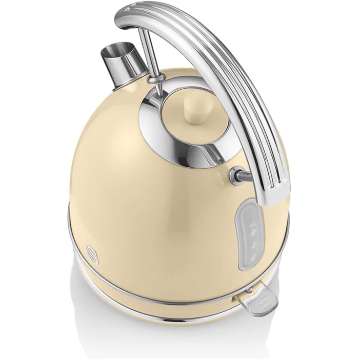 Набір Swan Retro: чайник 1,8л та тостер з 2-ма слотами, кремовий, вінтажний дизайн