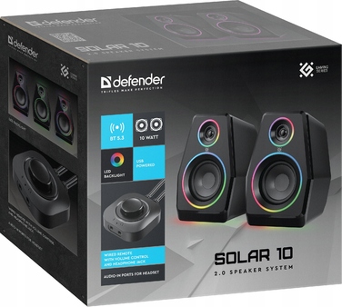 Колонки Defender SOLAR 10 2.0 10 Вт Bluetooth, USB, RGB-підсвітка