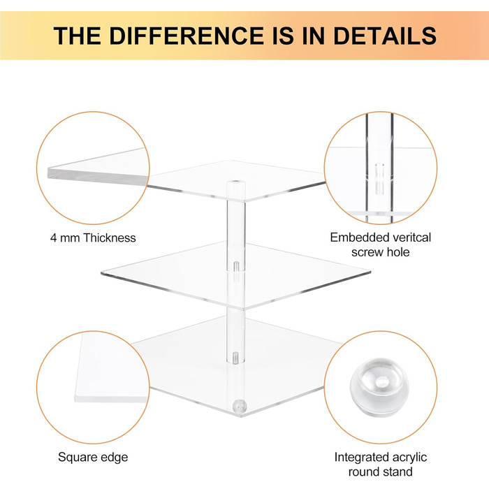 Підставка для тортів на 4 яруси, велика кругла з акрилу 30,5 см, прозора, для вечірки, дня народження, дитячого свята
