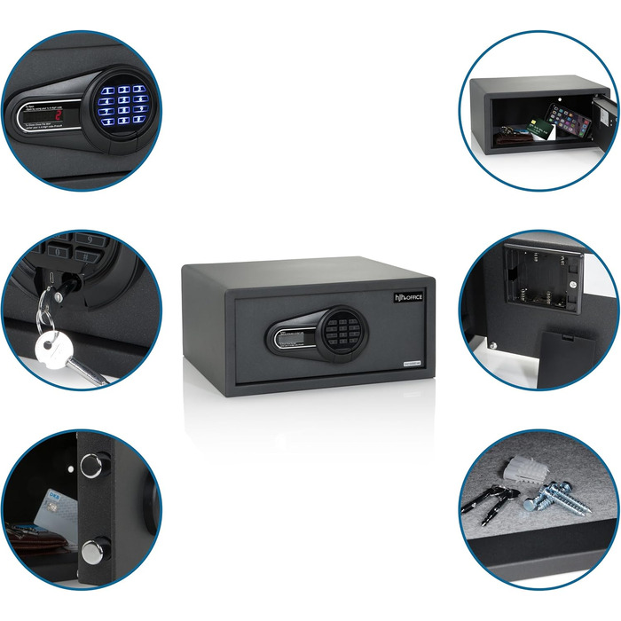 Сейф офісний Tresor COMPACT III, сталевий, чорний, 20x31x20 см, електронний замок, об'єм 25.5 л