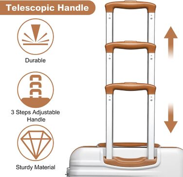 Чемодан British Traveller для ручної поклажі, середній, 64 x 43 x 26.5 см, з TSA-замком, ABS+PC, 24'+28' (білий)