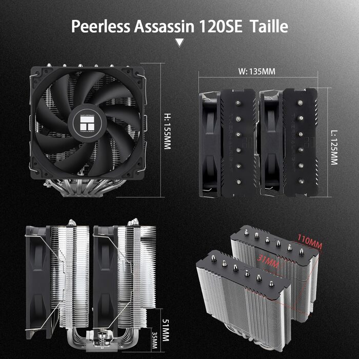 Thermalright Peerless Assassin 120 SE: Повітряний кулер для CPU з 6 тепловими трубами, 2 x 120mm вентилятори, для AM4/AM5/Intel LGA1851/1700/1150/1151/1200