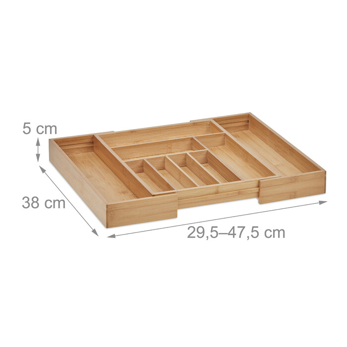 Relaxdays Extendable Bamboo Cutlery Box