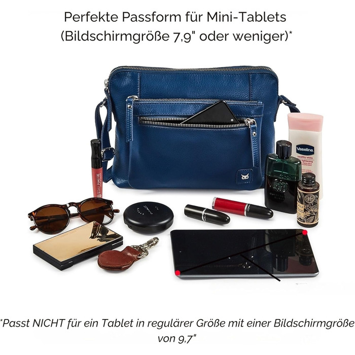 Сумка через плече Wise Owl з натуральної шкіри: жіноча та чоловіча, маленька сумка-кросбоді, 5 відділень, колір сапфіровий блакитний, шкіра наппа