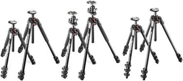 Штатив Manfrotto MT190XPRO4 з кутовою центральною колоною - 4-секційний штатив для DSLR та бездзеркальних камер, чорний/антрацитовий алюміній