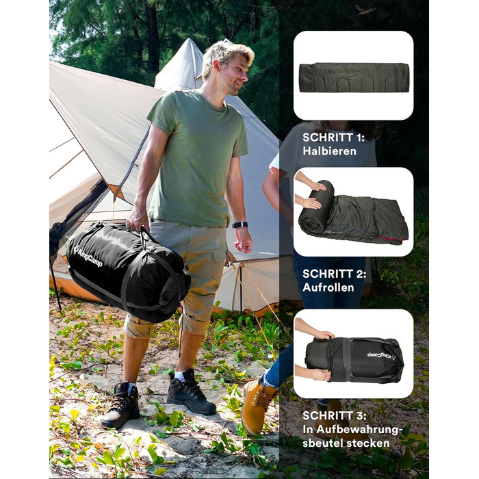 KingCamp 2-Person Sleeping Bag - Winter Warm Outdoor Sleeping Bag for Camping & Travel - 3-4 Season, Lightweight, with Flannel Pillows
