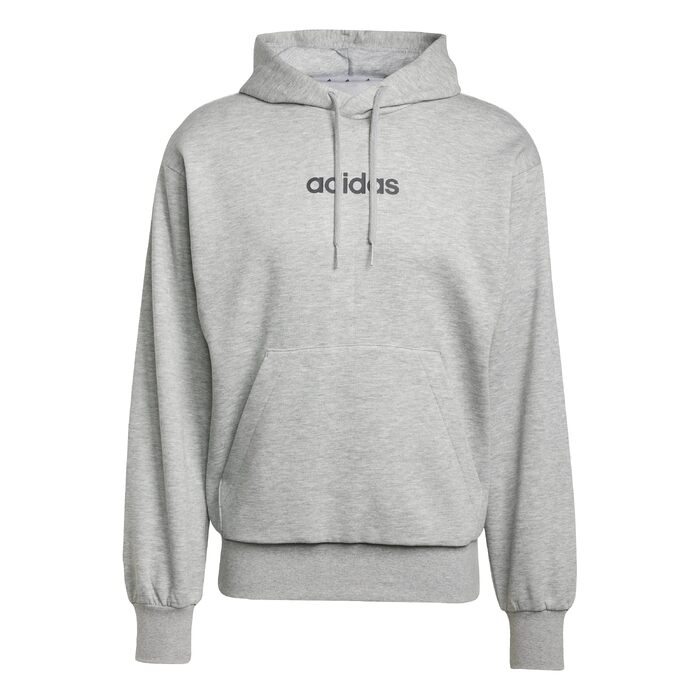 Чоловічий худі adidas Essentials Linear Fleece з капюшоном, сірий меланж/чорний, розмір S