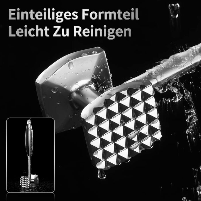 Молоток для м'яса Fleischhämmer з нержавіючої сталі, двосторонній, для шніцелів, котлет, стейків - ніж для розм'якшення м'яса