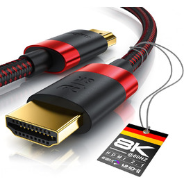 HDMI кабель 2.1/2.0 8K/4K - 5 метрів - 8K@60Hz/120Hz, 4K@240Hz, 48 Gbit/s, 3D, Ethernet, для TV, Blu-ray, PS5, Xbox Series X, Switch, чорний