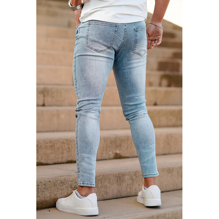 Чоловічі джинси GINGTTO Slim Stretch Skinny світло-блакитні 32W/30L