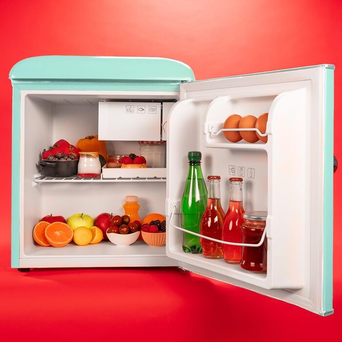 Cecotec 45L Retro Mini Refrigerator - Bolero CoolMarket TT Origin Red - Compact Tabletop Fridge with Freezer Compartment