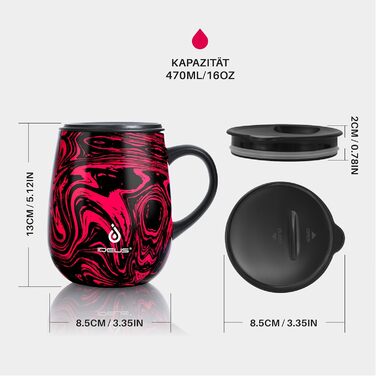 Кружка Ideus 470 мл з нержавіючої сталі, подвійні стінки, ізольована, з кришкою, зелений (Rotes Zebra)