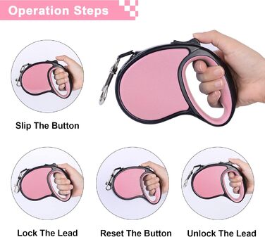 Висувна собача шлейка, 5 м, для собак маленьких та середніх порід до 25 кг, антизаплутування, міцний нейлоновий трос (рожево-білі крапки), рожева