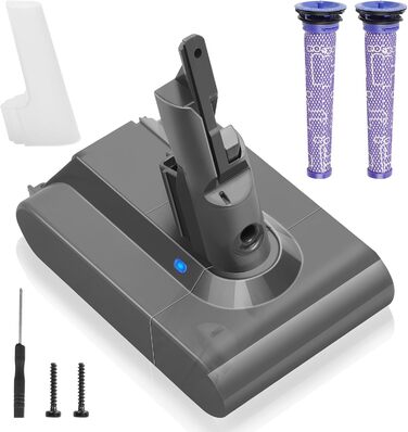 Акумулятор Waitley V7 6000mAh для пилососів Dyson V7 (SV11, Absolute, Animal, Motorhead, Trigger, Car+Boat, Fluffy, HEPA, Mattress) з 2 фільтрами