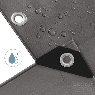 280g/m² Cover Sheet/Fabric Sheet made of PE [without recycled materials], waterproof and reinforced protective sheet for garden furniture, pool, car, trampoline, with 16m rope for securing (1.5x2m, Grey)