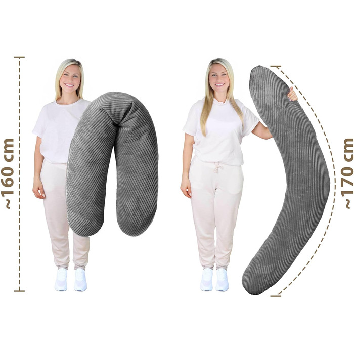 Подушка для годування Amilian Stillkissen XXL 170 см - для вагітних та годуючих матерів - подушка для сну з підголівником та знімним чохлом