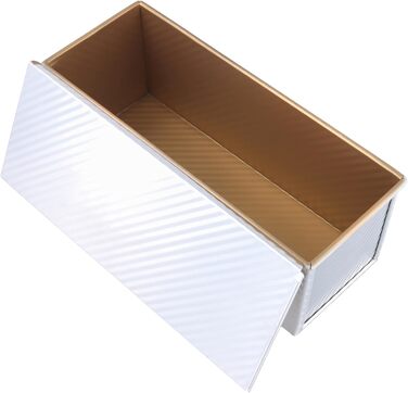 FUNSUEI Toast Bread Baking Pan 1kg, Bread Baking Pan with Lid, Loaf Pan for Toast and Cakes, Silver, 34 x 13.5 x 12 cm