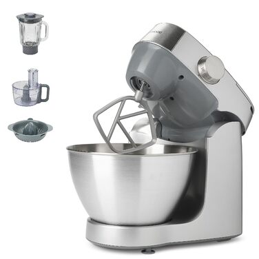 Кухонна машина Kenwood Prospero+ KHC29.A0SI, 1000 Вт, чаша з нержавіючої сталі 4,3 л, набір насадок (вінчик, К-міксер, гак), компактний дизайн, срібляста