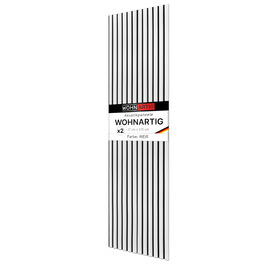 Акустичні настінні панелі з ламелями на фетрі, білі (набір 2 шт. 275x27 см), 1.485 м² — декоративна стінова облицовка