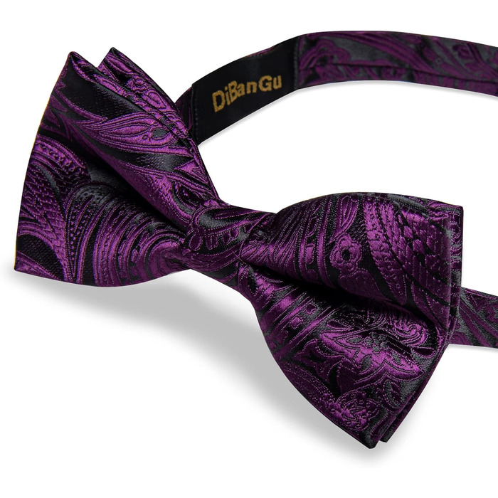 Шовковий крават-метелик DiBanGu з нагрудником та краватковою шпилькою. Комплект для вечірки, весілля, прому. Темно-фіолетовий колір