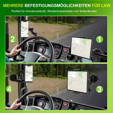 Тримач для планшета в авто/Вантажівка, міцний кріплення на присоску, довгий подовжений важіль, сумісний з iPad та іншими планшетами (16.7 дюймів, чорний)