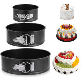 Набір форм для випічки: 3 шт. (11/18/23 см), сталеві, знімний дно, антипригарне покриття