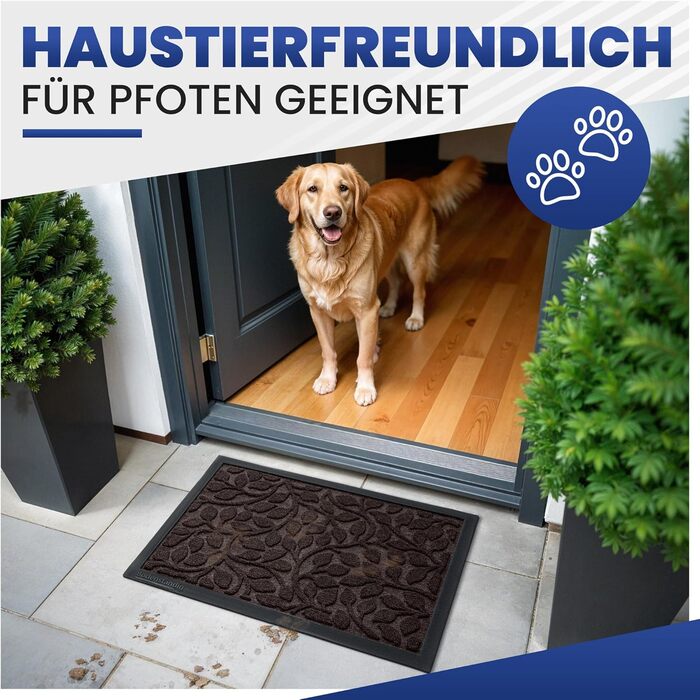 Килимок для дому та вулиці Bodenständig® - міцний, 80x120 см, ефективне очищення взуття, коричневий