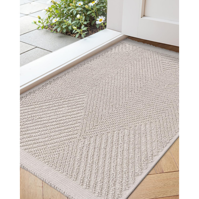 Килимок для дому COLOR&GEOMETRY 50x80 см, бежевий, миючий, для входу, внутрішній та зовнішній, рифлений візерунок