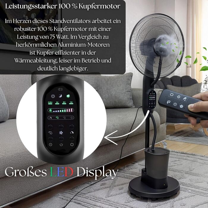 3-в-1 Вентилятор з водяним охолодженням, кліматизатор, очищувач повітря - Aircooler Tower Fan Vader Black