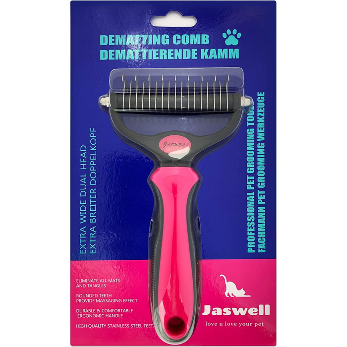 Щітка для видалення підшерстка для собак та котів середньої та довгої шерсті. Щітка проти ковтунів та підшерстка, блакитна (рожева)