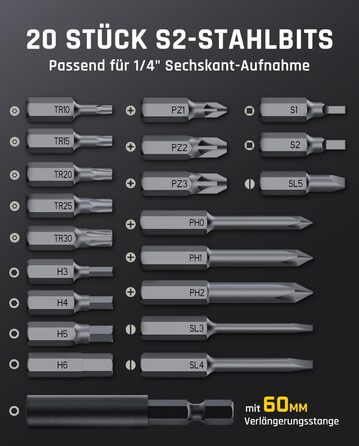 Fanttik S2 Pro: Акумуляторний шуруповерт 3.7V з набором біт, 7 рівнів крутного моменту, для меблів та ремонту