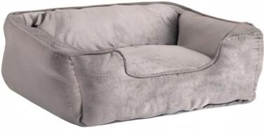 Ліжко для собак Lionto 2-в-1 з комфортним входом, м'яке домашнє ліжко для тварин, яке можна перевертати, для собак та котів, 60x50 см, подушка для собак з легкою у догляді оксамитовою обробкою, сірий L 60 x W 50 x H 22 cm Темно-сірий/Світло-сірий