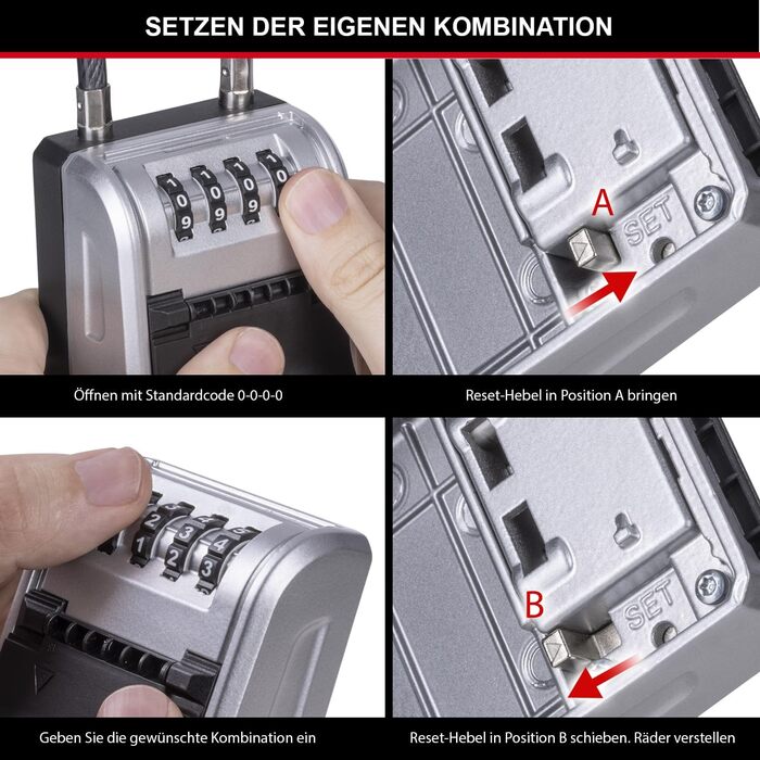 Master Lock Outdoor Key Safe Wall Mount - XL with Cable Lock - 11.9 x 8.5 x 3.6 cm