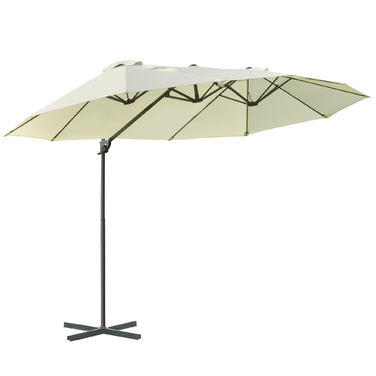 Outsunny Double Canopy Umbrella, Pergola Umbrella, Double Umbrella with Crank, Adjustable Garden Umbrella, Sun Shade, Metal, Cream White, 440 x 270 x 250 cm | Aosom