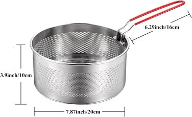Ситечко для пасти, нержавіюча сталь, 20 см - сито для макаронів, глибокий кошик для смаження, друшляг для кухні