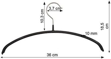 Hagspiel 10-Piece Metal Clothes Hangers, Non-Slip Coated, Black for Children, Teens, Length 36 cm