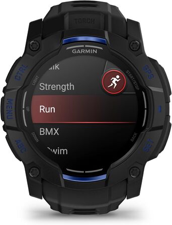 Розумний годинник Garmin Instinct 3 AMOLED: GPS, Multisport, 1.3' дисплей, до 24 днів роботи, 80+ спортивних функцій, здоров'я, LED ліхтарик (50мм, Чорний-Синій/Чорний)
