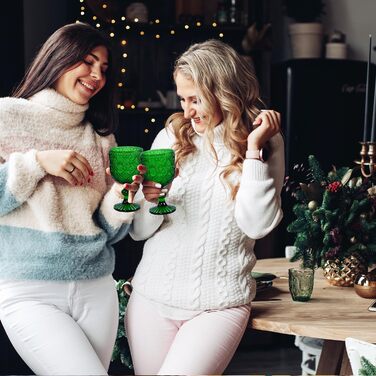 Набір келихів для вина, вінтажний стиль, 350мл, 6 шт, кришталеве скло з тисненням, придатні для миття в посудомийній машині, рожевий