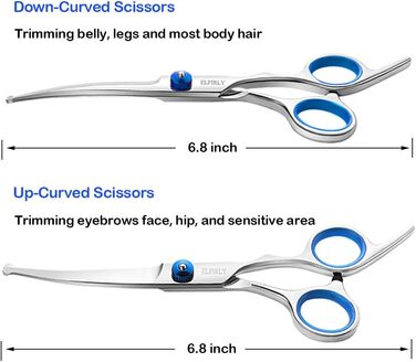Набір професійних ножиць для грумінгу собак, нержавіюча сталь, круглі кінчики, ножиці для розрідження, вигнуті ножиці, набір ножиць для стрижки шерсті домашніх тварин з інструментом для стрижки нігтів