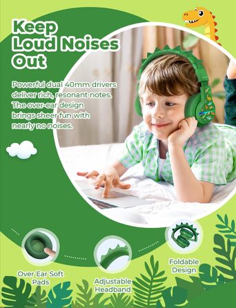 iClever Бездротові навушники для дітей з LED-підсвічуванням, Over-Ear, Bluetooth 5.2, мікрофон, BTH12 (Хвилинка)