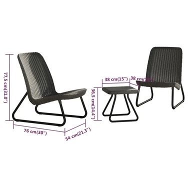 Комплект садових меблів Keter Rio Patio Set для 2 осіб: крісла та столик, антрацит
