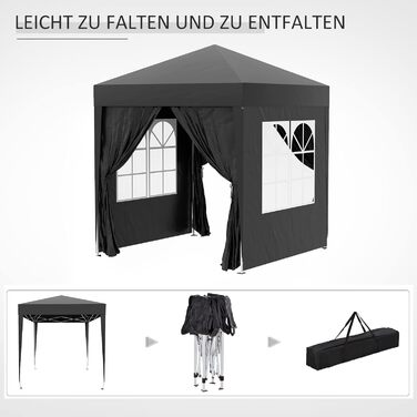 Outsunny 2x2m (6.5x6.5ft) Waterproof Pavilion, Pop-up Folding Canopy with 4 Side Walls, Drainage Holes in Windows, Foldable Party Tent UV 30+, Garden Tent with Carry Bag, Garden Pavilion for Patio, White (Black)