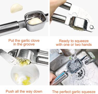Пресс для часнику Newaner з нержавіючої сталі, 20 см. Практичний кухонний аксесуар, легко миється, міцний та надійний