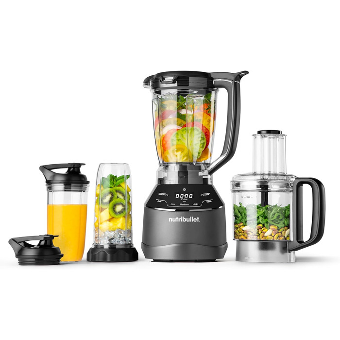 Блендер Nutribullet Full Size Combo, електричний міксер, професійний подрібнювач, 1500 Вт, 1,89 л, чорний