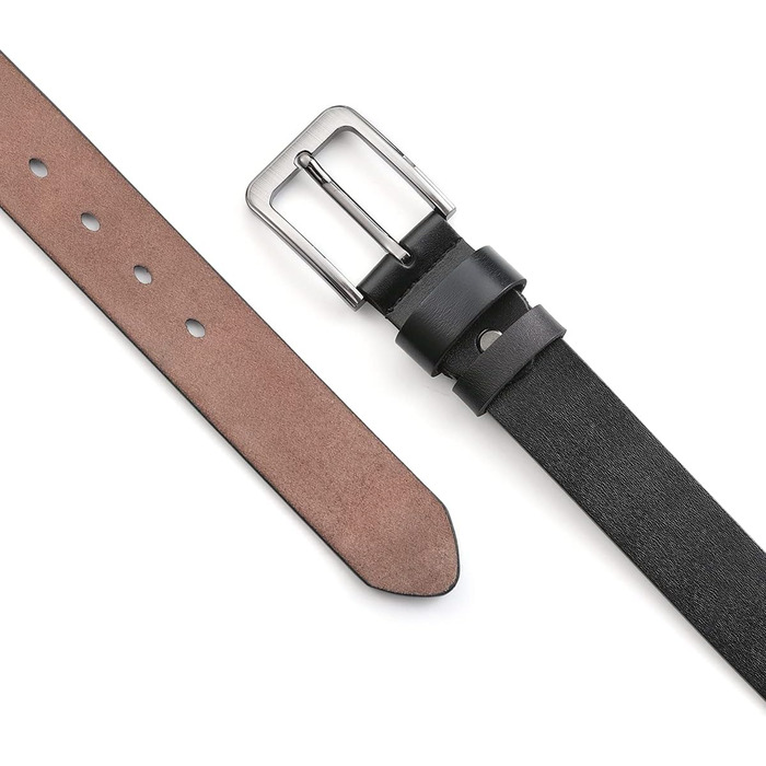 Чоловічий шкіряний ремінь VRLEGEND 110-175 см: повноера шкіра, ширина 38 мм, чорний, для джинсів, бізнес, ретро стилі